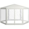 13' x 11' Sun Shelter, Hexagon with Mesh Screen Walls, Cream White for Outdoor Parties