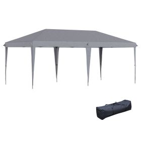 Outsunny 10x20 Pop Up Canopy, Gray, Durable Outdoor Event & BBQ Tent