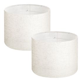 Drum Lamp Shade 2 Set, 13 in Top x 13 in Bottom x 10 in High, Medium Drum Linen Lampshade