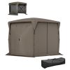 Outsunny 11 x 11ft Pop Up Gazebo Screen Tent with Removable Roof Cover, Roll-up Wind Panels for Camping, Backyard, Brown