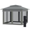 Outsunny Outdoor Patio Pop Up Canopy Gazebo Shelter with Zipper Netting, Carry Bag, 10.7'x10.7'x8.9', Dark Gray