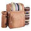 VEVOR Picnic Backpack, Beach Picnic Backpack Bag for 4 Person with Insulated Cooler Compartment, Detachable Bottle/Wine Holder, Lightweight Blanket