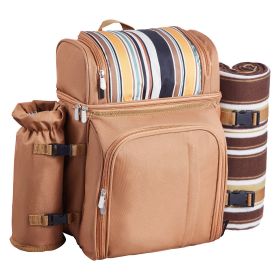 VEVOR Picnic Backpack, Beach Picnic Backpack Bag for 4 Person with Insulated Cooler Compartment, Detachable Bottle/Wine Holder, Lightweight Blanket