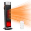 1500W Oscillating Ceramic Tower Space Heater with 3D Flame Portable Electric Heater with 3 Wind Modes 59-104F Heating Remote Control 12H Timer Overhea