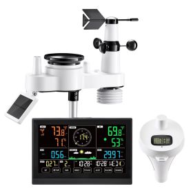 7-in-1 Wi-Fi Weather Station with APP, 7.5 in Display, Wireless Solar Powered Outdoor Sensor, with Pool Thermometer, Rain Gauge