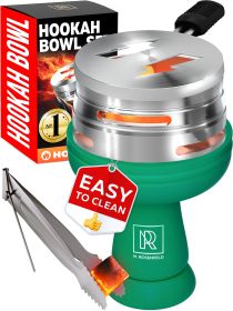 Premium Green Silicone Hookah Bowl Set Universal Phunnel Hookah Head Bowl for Perfect Heat Management Durable Easy-to-Clean Hookah Top with Tongs Shis