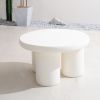 27.5" Off-White Magnesium Oxide Outdoor Round Coffee Table
