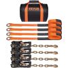VEVOR Car Tie Down with Chain Anchors, Lasso Style 2"Ã—120" Tire Straps, 5865 LBS Working Load, 11023 LBS Breaking Strength