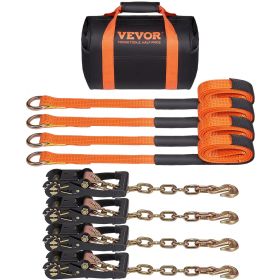 VEVOR Car Tie Down with Chain Anchors, Lasso Style 2"Ã—120" Tire Straps, 5865 LBS Working Load, 11023 LBS Breaking Strength