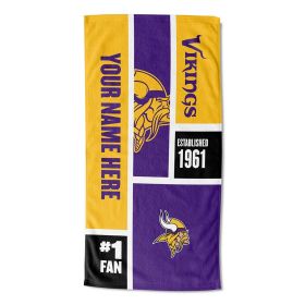 [Personalization Only] OFFICIAL NFL Colorblock Personalized Beach Towel - Vikings