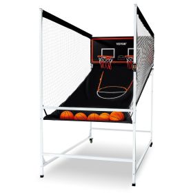Arcade Cage Basketball Game, 2 Player Indoor Basketball Game, Home Dual Shot Sport with 5 Balls, 8 Game Modes, Electronic Scoreboard