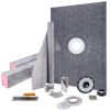 Shower Curb Kit, 38"x60" Watertight Shower Curb Overlay with 4" ABS Central Bonding Flange, 4" Stainless Steel Grate