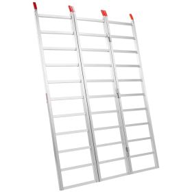 VEVOR Aluminum Ramps, 1500 lbs, Tri-Fold Ramp with Load Straps, Folding Loading Ramp for Motorcycle, Tractor, ATV/UTV, Trucks, Lawn Mower, Snow Blower