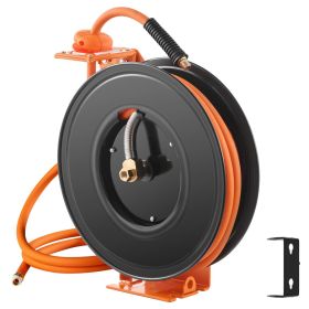 Retractable Air Hose Reel, 3/8IN x 50FT Rubber Air Hose Max 300PSI, Air Compressor Hose Reel Auto-Rewind with 5FT Lead in