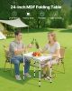 Folding Camping Table, Adjustable Height Portable Side Tables, Aluminum MDF Beach Table with Mesh Layer, Carrying Handle
