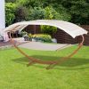 13 Wooden Roman Arc Hammock Stand with Modern Design and Detachable Canopy White for Outdoor Relaxation