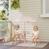 Kids Picnic Table and Chair Set, Outdoor Activity Table with Foldable Chairs, Removable Umbrella for Backyard, Pink