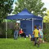 Outsunny 10' x 10' Heavy Duty Pop Up Canopy Tent with Sidewall, UPF50+ Instant Sun Shelter with Storage Pockets, Dark Blue
