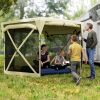 Outsunny 11 x 11ft Pop Up Gazebo Screen Tent with Removable Roof Cover, Roll-up Wind Panels for Camping, Backyard, Beige