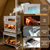 Wood Burning Stove with Oven and Rack - Camping Tent Stove with Chimney Pipe, Stainless Steel Hot Tent Stove for Outdoor, Cooking, Hiking