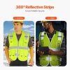 VEVOR Safety Vest, 10 Pockets Yellow Safety Vest, High Visibility Zipper Front Safety Vest with Reflective Strips