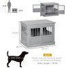 PawHut Wooden Dog Crate, Dog Furniture End Table with Triple Doors Steel Tubes Pewter Gray
