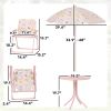 Kids Picnic Table and Chair Set, Outdoor Activity Table with Foldable Chairs, Removable Umbrella for Backyard, Pink
