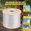 304 Stainless Steel Wire Rope Cable, 3/16", 7x19, 250 ft reel