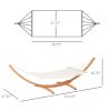 154'' x 47'' Outdoor Hammock, Arch Wooden Hammock with Stand, Single Bed w/ Straps and Hooks, White
