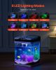 Fish Tank Aquarium, 2 Gallon LED Square Ultra-Clear Glass Tank Temperature Monitoring Adjustable 7 Color Lighting
