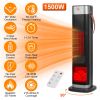 1500W Oscillating Ceramic Tower Space Heater with 3D Flame Portable Electric Heater with 3 Wind Modes 59-104F Heating Remote Control 12H Timer Overhea