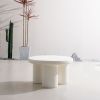 27.5" Off-White Magnesium Oxide Outdoor Round Coffee Table