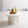 27.5" Off-White Magnesium Oxide Outdoor Round Coffee Table