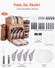 VEVOR Picnic Backpack, Beach Picnic Backpack Bag for 4 Person with Insulated Cooler Compartment, Detachable Bottle/Wine Holder, Lightweight Blanket
