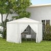 13' x 11' Sun Shelter, Hexagon with Mesh Screen Walls, Cream White for Outdoor Parties