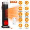 1500W Oscillating Ceramic Tower Space Heater with 3D Flame Portable Electric Heater with 3 Wind Modes 59-104F Heating Remote Control 12H Timer Overhea