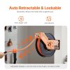 Retractable Air Hose Reel, 3/8IN x 50FT Rubber Air Hose Max 300PSI, Air Compressor Hose Reel Auto-Rewind with 5FT Lead in