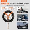 VEVOR Car Tie Down with Chain Anchors, Lasso Style 2"Ã—120" Tire Straps, 5865 LBS Working Load, 11023 LBS Breaking Strength