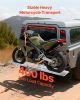 Motorcycle Carrier, 400 lbs Capacity, Heavy Duty Aluminum Hitch Mount Rack with 73in Loading Ramp, Straps & Stabilizer
