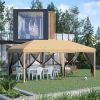 Outsunny Outdoor Entertaining: 10x20' Beige Pop-Up Canopy Tent with Netting Sidewalls