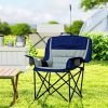 Outsunny Padded Camping Chair for Adults, Portable Folding Camping Chair with Side Pockets, Cup Holders, Carry Bag, Light Gray