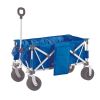 Folding All-Terrain Wide-Track Wheeled Beach Wagon; Blue