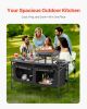 Camping Kitchen Table Folding Portable Outdoor Cook Station 3 Adjustable Height
