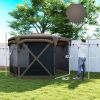 Outsunny 11 x 11ft Pop Up Gazebo Screen Tent with Removable Roof Cover, Roll-up Wind Panels for Camping, Backyard, Brown