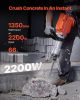 Demolition Jack Hammer, 2200W Electric Jackhammer Heavy Duty, 1350 BPM Concrete Breaker, 2pcs Chisels Bit Chipping with Case