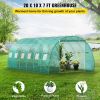 VEVOR Walk-in Tunnel Greenhouse, 20 x 10 x 7 ft Portable Plant Hot House with Galvanized Steel Hoops, 3 Top Beams, Diagonal Poles