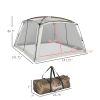 Outsunny 12' x 12' Screen House, UV50+ Screen Tent with 2 Doors & Carry Bag for Outdoor Camping Activities, Easy Setup, White