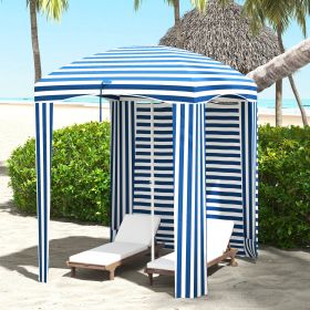 5.8' x 5.8' Cabana Umbrella with Walls (Option: Blue White Strip-1550x120x110 mm)
