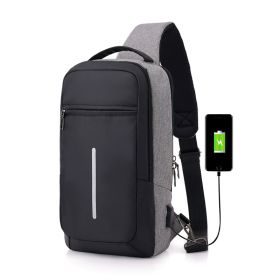 Anti-theft USB charging chest bag with you (Option: Dark grey)