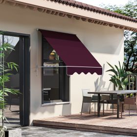 6' Drop Arm Manual Retractable Window Awning Sun Shade Shelter for Patio Balcony Outdoor (Option: Wine Red-1840x145x110 mm)